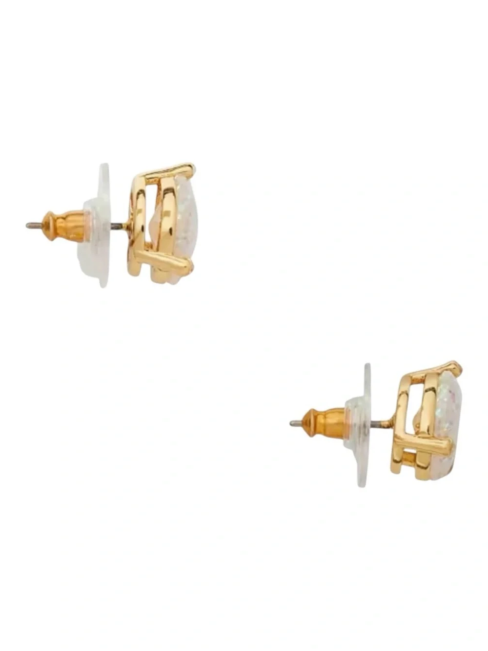 Kate Spade Rise & Shine Glitter Opal Stud Earrings Gold NWT